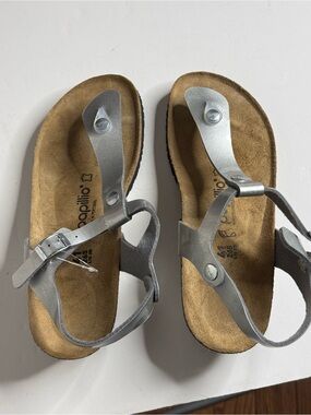 Papillio Silver Metallic Toe-Loop Sandals for Women